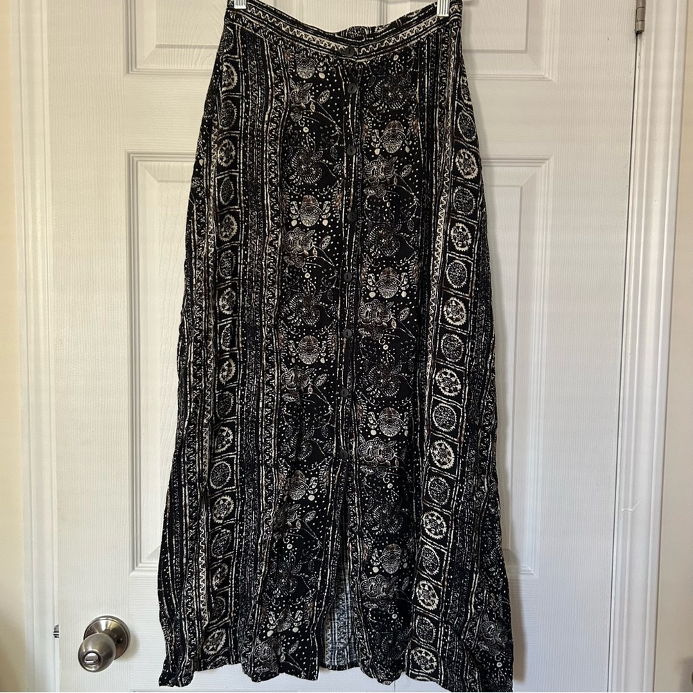 Vintage Boho Button Up Skirt